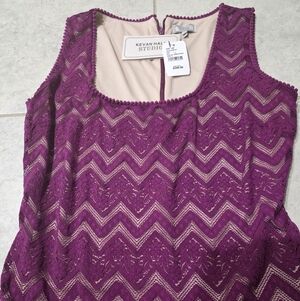 NWT Kevan Hall Studio Aubergine (Purple not Black) Lace Cocktail Dress Size 8